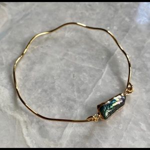22k gold freshwater pearl boho bangle bracelet.